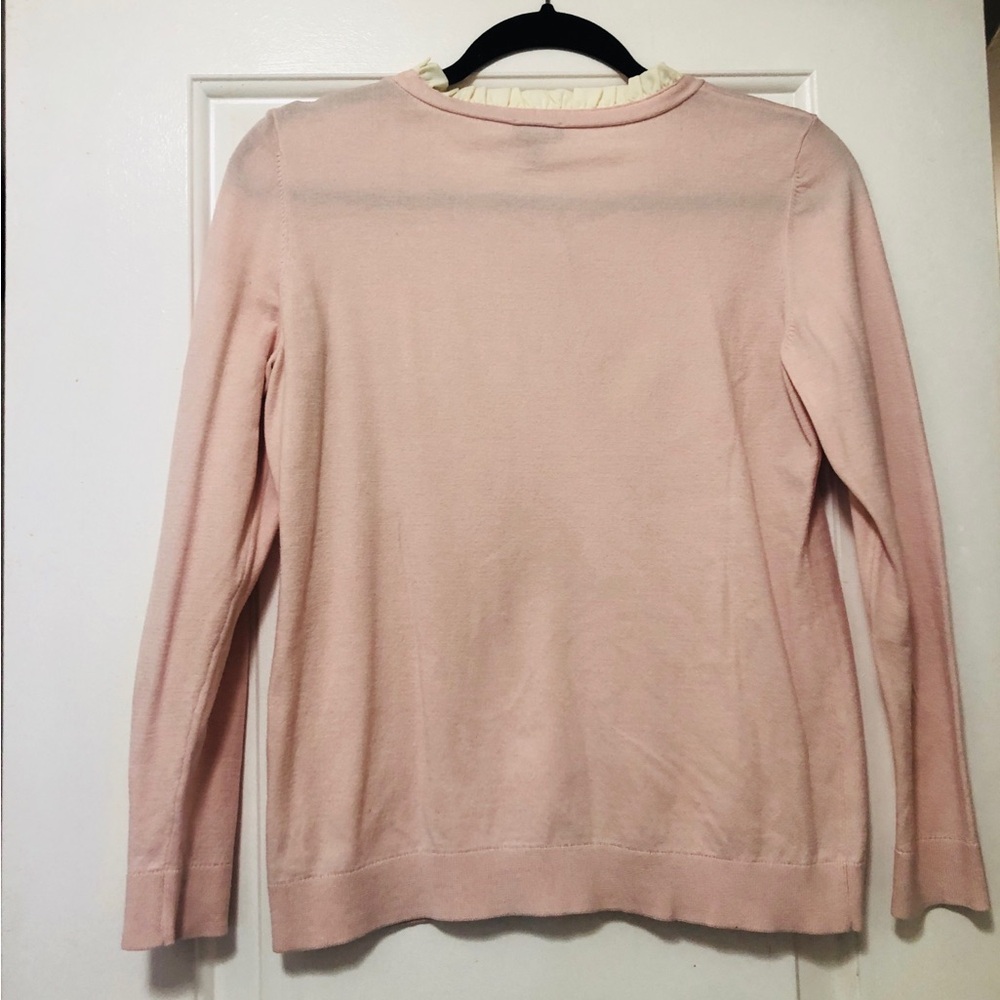 Talbots Pale Pink Ruffle-Trim Long Sleeve Knit Top size M - Picture 5 of 7